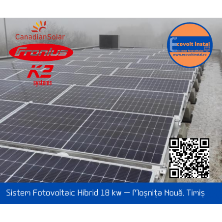 Sistem fotovoltaic hibrid 18 kw cu stocare - Moșnița Nouă, jud. Timiș